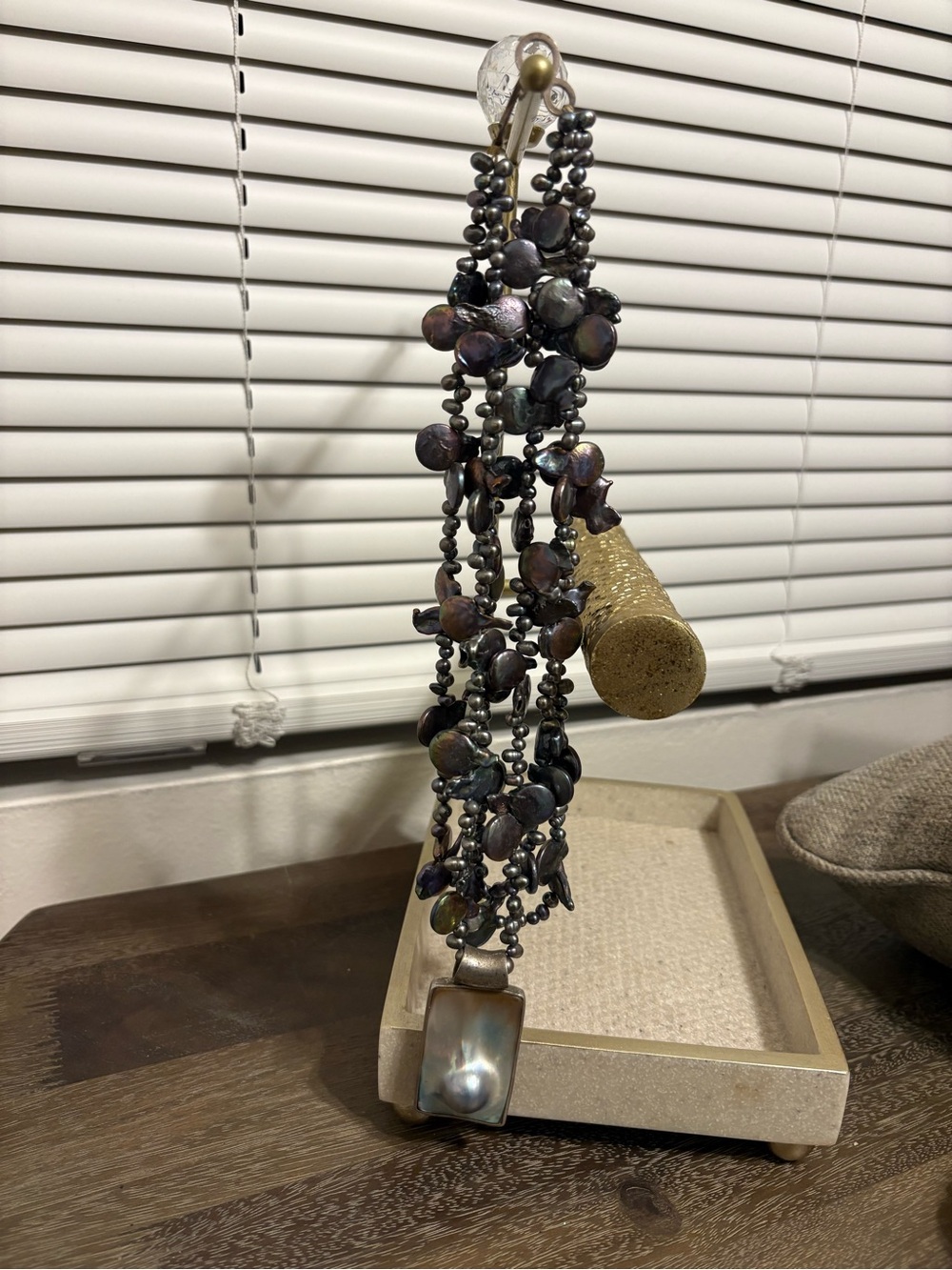 Iridescent Multi-Strand Fresh Water Pearl & Pendant Necklace - Picture 4 of 6
